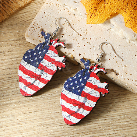 American Flag Independence Day Wood Dangle Earrings and Accessories PL5125-1-1