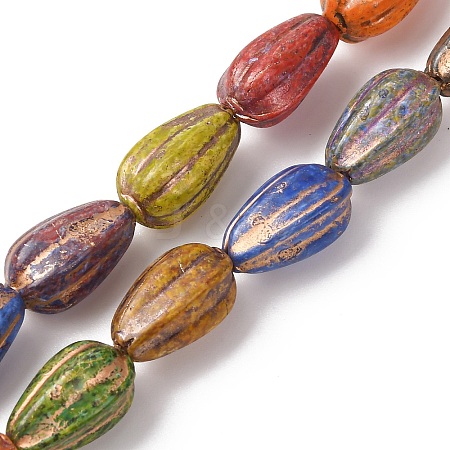 Painted Glass Beads Strands X-GLAA-B037-06-1