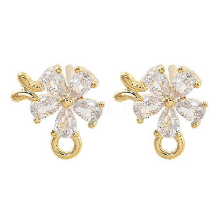 Brass Clear Cubic Zirconia Stud Earring Findings KK-A238-01B-G-1