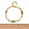 Ring & Paperclip Brass Micro Pave Cubic Zirconia Link Chain Bracelets for Women BJEW-D458-03G-05-3