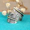 Feather Zinc Alloy Cuff Rings FS-WGF6BB1-01-3