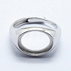 Anti-Tarnish Rhodium Plated 925 Sterling Silver Finger Ring Components STER-G027-11P-1