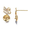 Brass Micro Pave Clear Cubic Zirconia Stud Earring Findings KK-Q764-034B-3