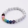 Natural Howlite & Gemstone Beads Stretch Bracelets BJEW-JB02510-02-1