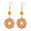 Flower Handmade Glass Seed Beads Dangle Earrings EJEW-MZ00679-01-3