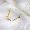 Light Luxury Stainless Steel Pave Colorful Cubic Zirconia Heart Tassel Bib Necklaces for Women Daily Wear GN8905-2-6