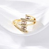 Brass Micro Pave Clear Cubic Zirconia Cuff Rings for Women RJEW-U043-15G-2