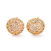 Brass Micro Pave Clear Cubic Zirconia Stud Earrings EJEW-K300-18G-4