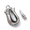 Brass & Clear Cubic Zirconia & Black Lip Shell Epoxy Resin Box Clasps KK-P291-35P-2