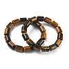 Column Natural Tiger Eye Beads Stretch Bracelets for Women Men BJEW-A148-01A-21-4