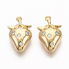 Brass Micro Pave Clear Cubic Zirconia Charms ZIRC-Q021-030G-NF-1
