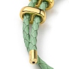 Brass Column Bar Link Bracelet with Leather Cords BJEW-G675-05G-04-3