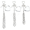 3Pcs 3 Styles 201 Stainless Steel String Bag & Iron & Glass Mirror & Alloy Bowknot Pendant Keychains HJEW-SC0003-32-1