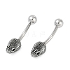 Snake Head 316 Surgical Stainless Steel Cubic Zirconia Belly Button Rings/Earrings EJEW-G416-16AS-02-4