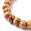 Natural Wood Stretch Bracelet with Gemstone Beads BJEW-JB08217-7