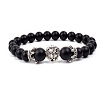 Natural Frosted Stone Round Beads Stretch Bracelets QM6104-12-1