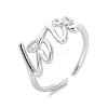 Word Love Brass Open Cuff Ring for Women RJEW-A040-04P-1