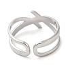 Non-Tarnish 304 Stainless Steel Hollow Open Cuff Ring for Women RJEW-I098-18P-3