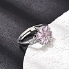 Brass Micro Pave Cubic Zirconia Cuff Open Rings CU-CBA5C10-03P-2