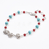 Natural & Synthetic Mixed Stone Anklets AJEW-AN00226-2