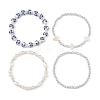 4Pcs 4 Styles Printed Porcelain Beads & Synthetic Hematite Beads & Shell Beads & ABS Plastic Pearl Stretch Bracelets Sets for Women BJEW-JB14203-01-3