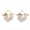 Brass Cubic Zirconia Universe Space Charms KK-T050-46G-NF-1
