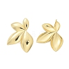 Brass Leaf Stud Earrings EJEW-R016-21G-2