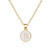 Alloy White Enamel Flat Round with Letter Pendant Necklaces FS-WG63565-18-1