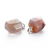 Natural Pink Agate Pendants G-S359-287-3