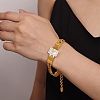 Natural Shell & Cubic Zirconia Rectangle Link Bracelet BJEW-Q775-04G-1