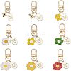  9Pcs Alloy Enamel Pendants Keychains HJEW-NB0001-52-1