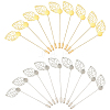 40Pcs 2 Styles Leaf Stainless Steel Round Tray Stick Lapel Pins JEWB-SC0001-75D-1