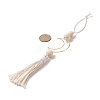 Natural Wood Bead Tassel Pendant Decoraiton HJEW-JM00956-2