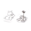 Tarnish Resistant 304 Stainless Steel Kitten Stud Earrings EJEW-F234-08P-2