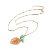 Natural Aventurine Braided Carrot Pendant Necklace NJEW-TA00036-1