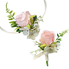 2Pcs 2 Style Silk Cloth Imitation Rose Corsage Boutonniere AJEW-CP0001-61B-1