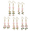 Valentine's Day Alloy Enamel Flower Dangle Earrings EJEW-JE06273-01-1