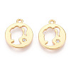 Brass Micro Pave Clear Cubic Zirconia Pendants KK-T078-09G-01-1