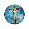 Jesus and the Virgin Printed Glass Half Round/Dome Cabochons X-GGLA-N004-25mm-A-2