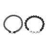 2Pcs Narutal & Synthetic Mixed Gemstone Beads Stretch Bracelets BJEW-JB12720-01-4