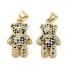 Rack Plating Bear Brass Micro Pave Cubic Zirconia Pendants KK-E102-06G-01-1