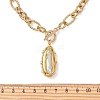Electroplated Baroque Natural Keshi Pearl Oval Pendant 304 Stainless Steel Figaro Chain Necklaces with OT Clasps for Women NJEW-JN06296-4
