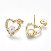 Brass Cubic Zirconia Stud Earrings EJEW-S201-130-2