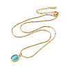 Imitation Cat Eye Oval Pendant Necklace with Round Snake Chains X-NJEW-G085-06G-4