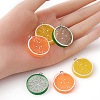 6Pcs 3 Colors Flat Round Resin Fruit Pendants RESI-YW0001-44-3