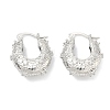 Brass Micro Pave Clear Cubic Zirconia Hoop Earrings EJEW-C181-07P-4