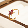 304 Stainless Steel Enamel Cuff Open Rings for Women WGFF25C-01-2