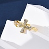 Brass Micro Pave Clear Cubic Zirconia Cuff Rings for Women RJEW-U047-08G-3