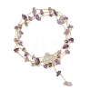 Natural Amethyst Chip Handmade Link Chain Necklaces NJEW-JN05811-01-7