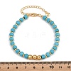Faceted Round Synthetic Turquoise & Brass Beaded Bracelets KK-H299-02G-5